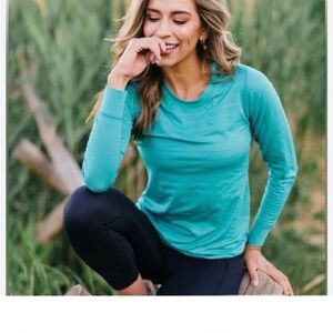 Zyia Chill Long Sleeve Perforated Meshed Teal XXL Shirt